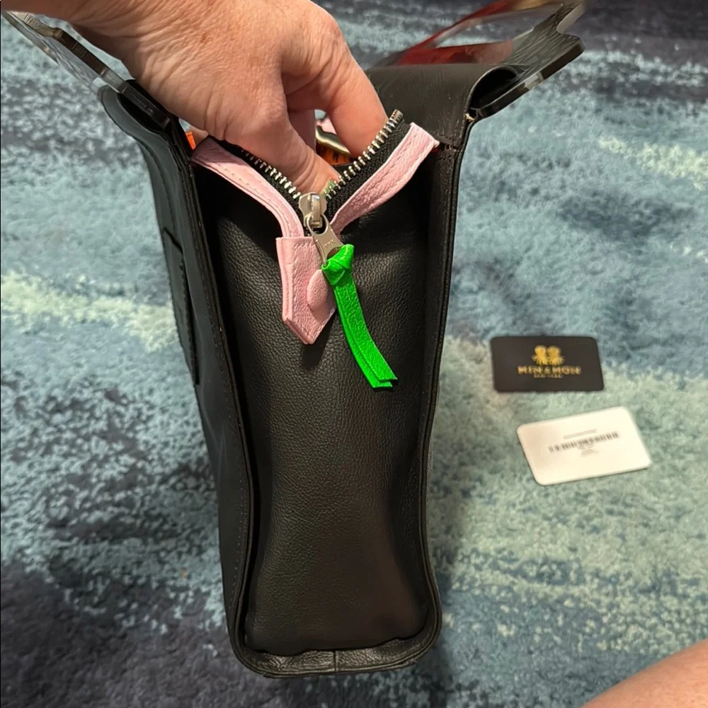 Min & Mon Black Bag with Vibrant Snake Design - Picture 7 of 16